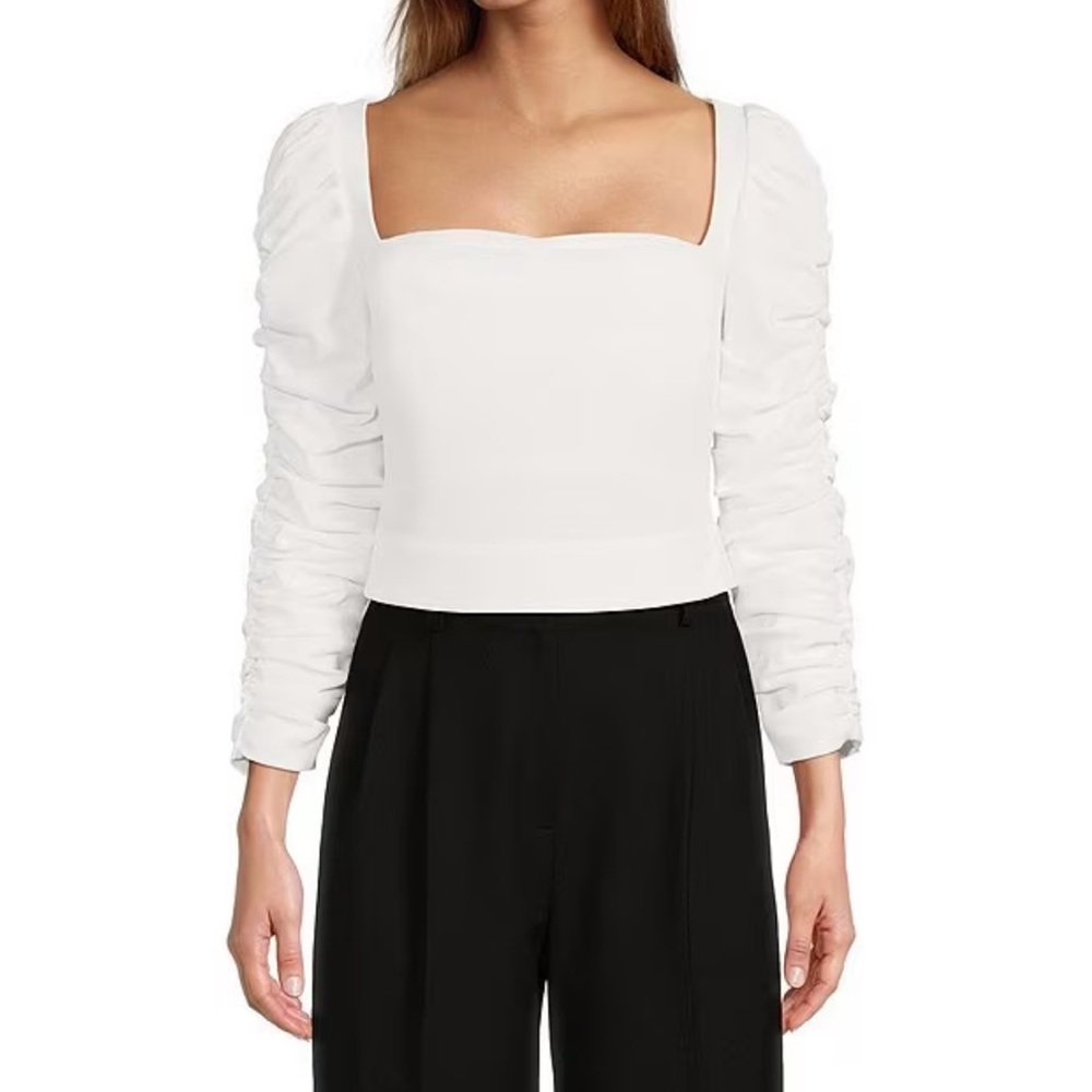 Sarabeth Crepe Long Sleeve Square Neck Blouse - Size 4